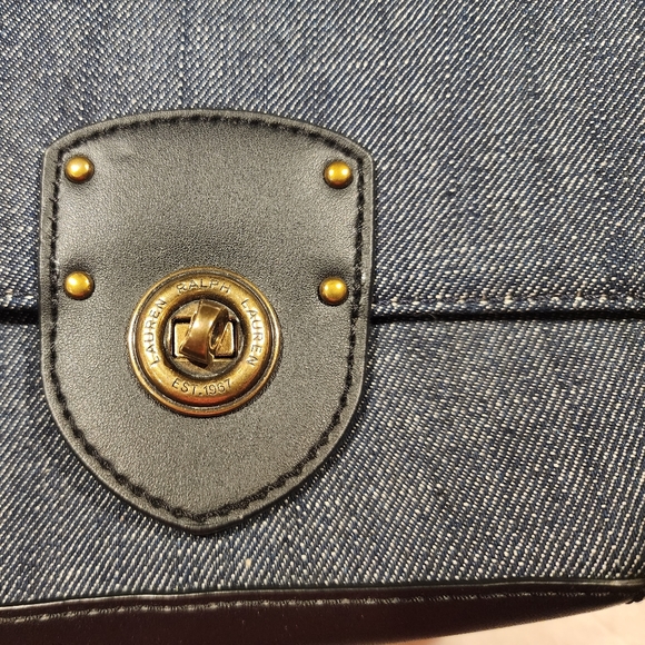 NWOT LAUREN Ralph Lauren Millbrook Denim Chain Crossbody Bag Navy - Picture 8 of 16